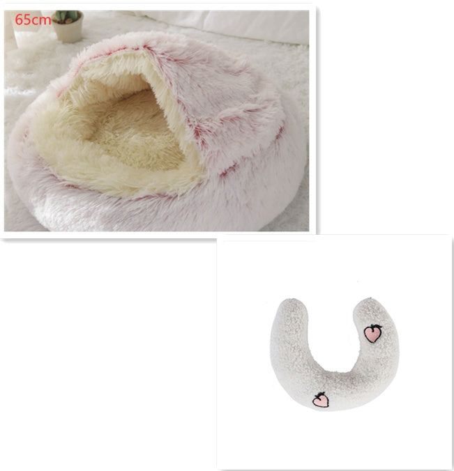 2-in-1 Round Plush Pet Bed - Soft & Warm Winter House for Dogs & Cats