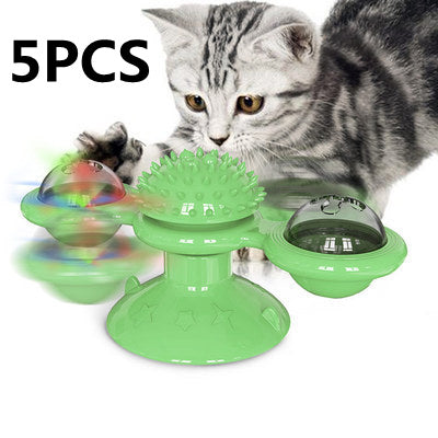 Cat Rotating Windmill Multi-Function Toys Itch Scratching Device Teeth Shining Toy