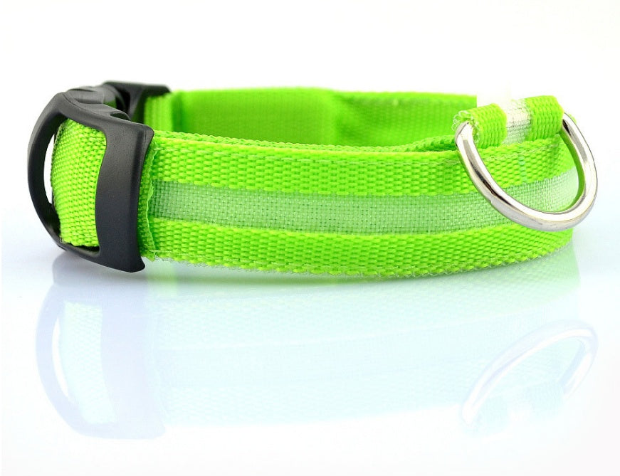 Adjustable Nylon LED Pet Collar & Leash - Glow in the Dark Safety Set