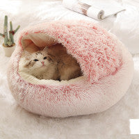 2-in-1 Round Plush Pet Bed - Soft & Warm Winter House for Dogs & Cats