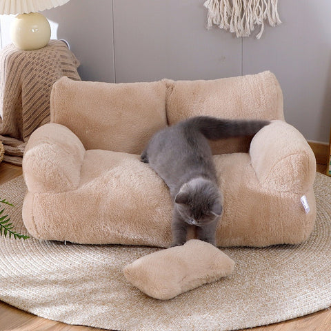 Luxury Plush Cat Bed Sofa - Warm Winter Nest for Small & Medium Pets