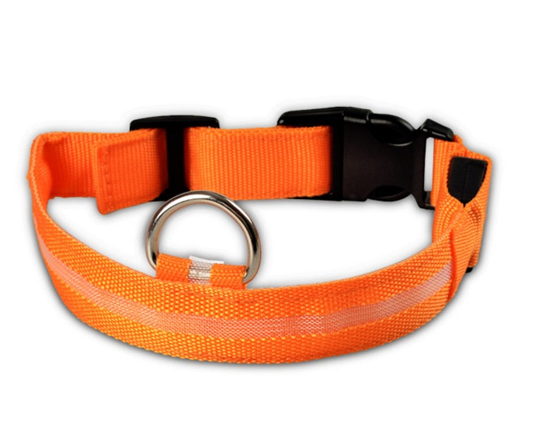 Adjustable Nylon LED Pet Collar & Leash - Glow in the Dark Safety Set