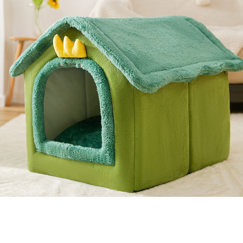 Foldable Dog House & Cat Bed - Warm Winter Kennel with Removable Enclosed Nest