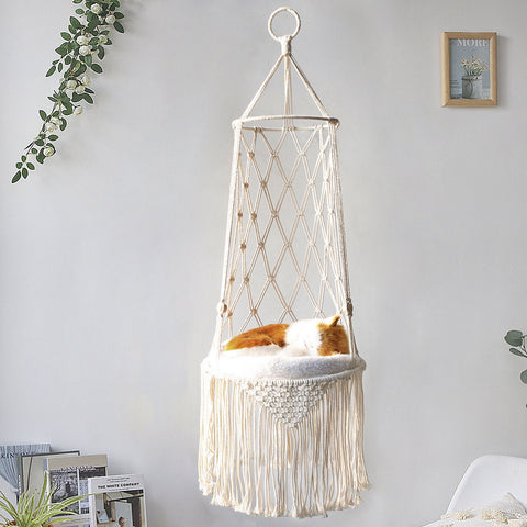 Macrame Hanging Pet Bed Macrame Cat Hammock Wall Hanging