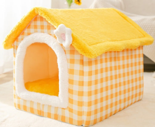 Foldable Dog House & Cat Bed - Warm Winter Kennel with Removable Enclosed Nest