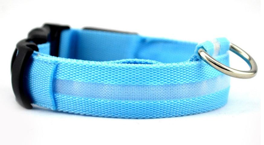 Adjustable Nylon LED Pet Collar & Leash - Glow in the Dark Safety Set