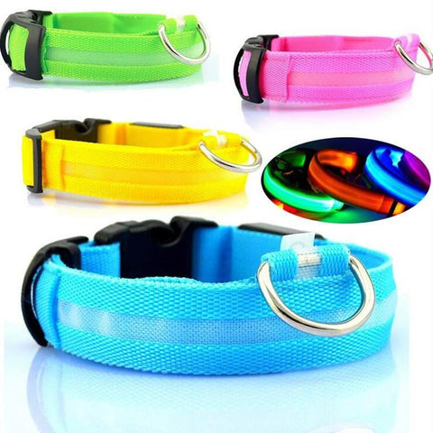 Adjustable Nylon LED Pet Collar & Leash - Glow in the Dark Safety Set