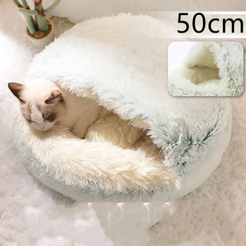 2-in-1 Round Plush Pet Bed - Soft & Warm Winter House for Dogs & Cats