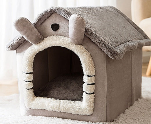 Foldable Dog House & Cat Bed - Warm Winter Kennel with Removable Enclosed Nest