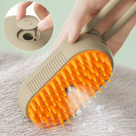 3-in-1 Electric Cat & Dog Steam Brush - Grooming, Massage & Hair Removal