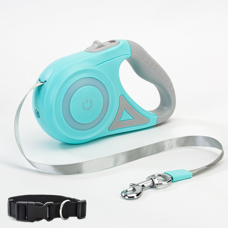 Retractable Dog Leash with Collar & LED Light - For Small & Medium Pets