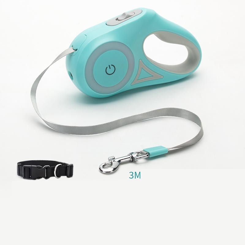 Retractable Dog Leash with Collar & LED Light - For Small & Medium Pets