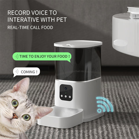 Smart Pet Feeder with Voice Recorder & WiFi - Automatic Cat & Dog Food Dispenser