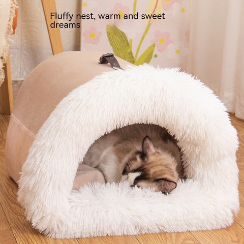 Portable Splice Pet Nest - Warm & Moisture-Proof Dog & Cat Bed for Autumn/Winter