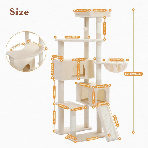 60.62 Inches Multi-Level Cat Tree Cat Tower For Indoor