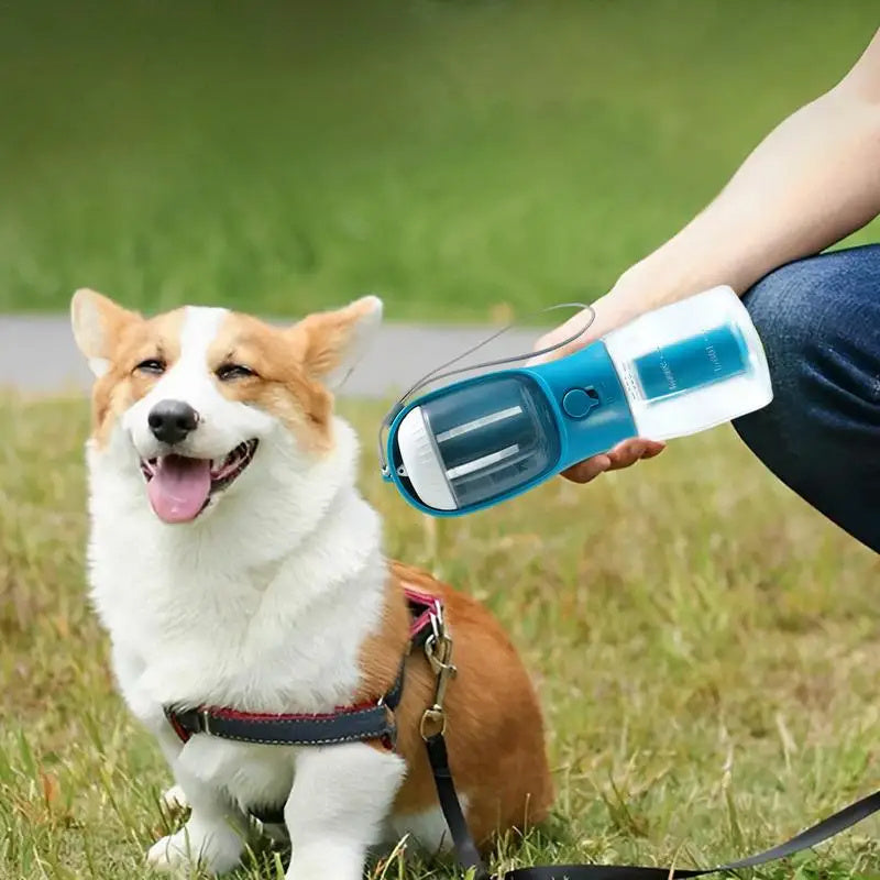 3-in-1 Portable Dog Water Cup - Drinking, Food, & Waste Bag Dispenser