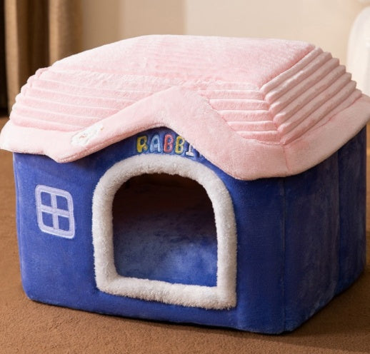 Foldable Dog House & Cat Bed - Warm Winter Kennel with Removable Enclosed Nest