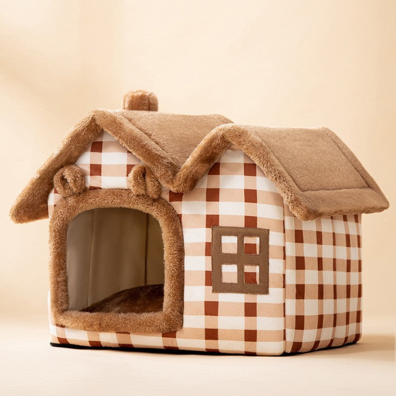 Foldable Dog House & Cat Bed - Warm Winter Kennel with Removable Enclosed Nest