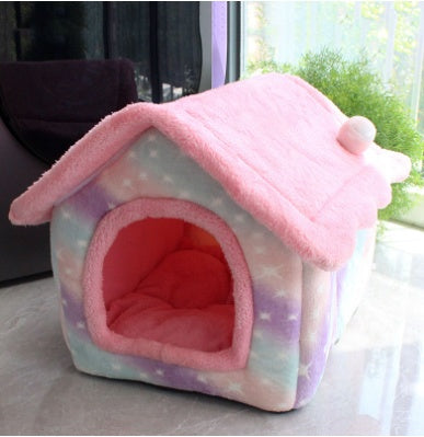 Foldable Dog House & Cat Bed - Warm Winter Kennel with Removable Enclosed Nest