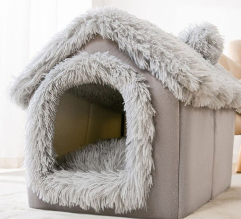 Foldable Dog House & Cat Bed - Warm Winter Kennel with Removable Enclosed Nest