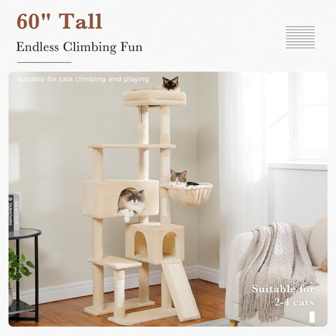 60.62 Inches Multi-Level Cat Tree Cat Tower For Indoor