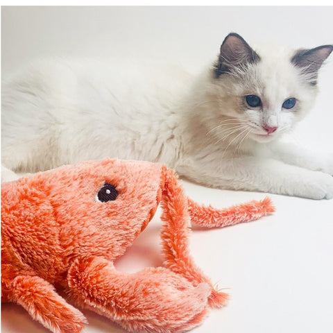 Electric Jumping Shrimp Cat Toy - USB Rechargeable Plush Lobster