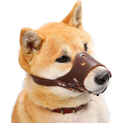 Comfortable Leather Dog Muzzle - Adjustable & Breathable Anti-Barking Design