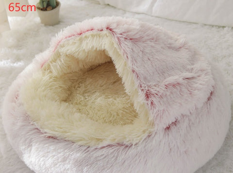 2-in-1 Round Plush Pet Bed - Soft & Warm Winter House for Dogs & Cats