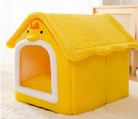 Foldable Dog House & Cat Bed - Warm Winter Kennel with Removable Enclosed Nest