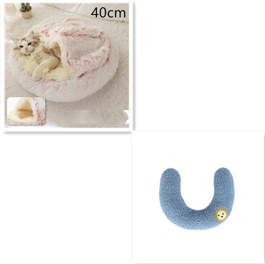 2-in-1 Round Plush Pet Bed - Soft & Warm Winter House for Dogs & Cats