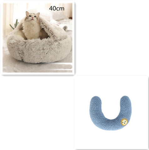 2-in-1 Round Plush Pet Bed - Soft & Warm Winter House for Dogs & Cats