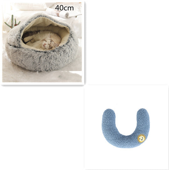 2-in-1 Round Plush Pet Bed - Soft & Warm Winter House for Dogs & Cats