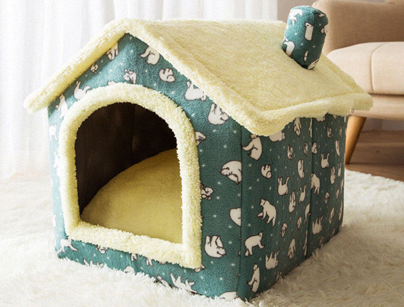 Foldable Dog House & Cat Bed - Warm Winter Kennel with Removable Enclosed Nest