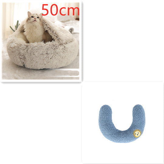 2-in-1 Round Plush Pet Bed - Soft & Warm Winter House for Dogs & Cats