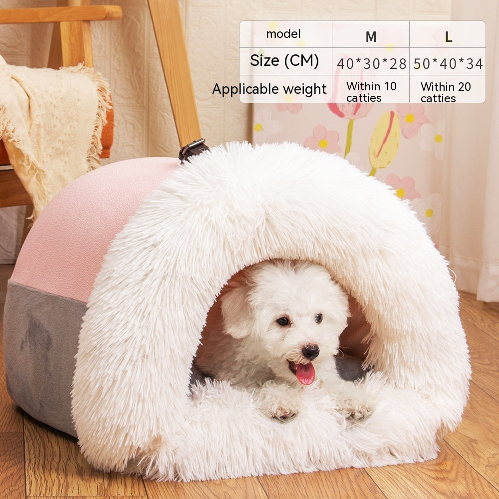 Portable Splice Pet Nest - Warm & Moisture-Proof Dog & Cat Bed for Autumn/Winter