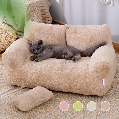 Luxury Plush Cat Bed Sofa - Warm Winter Nest for Small & Medium Pets