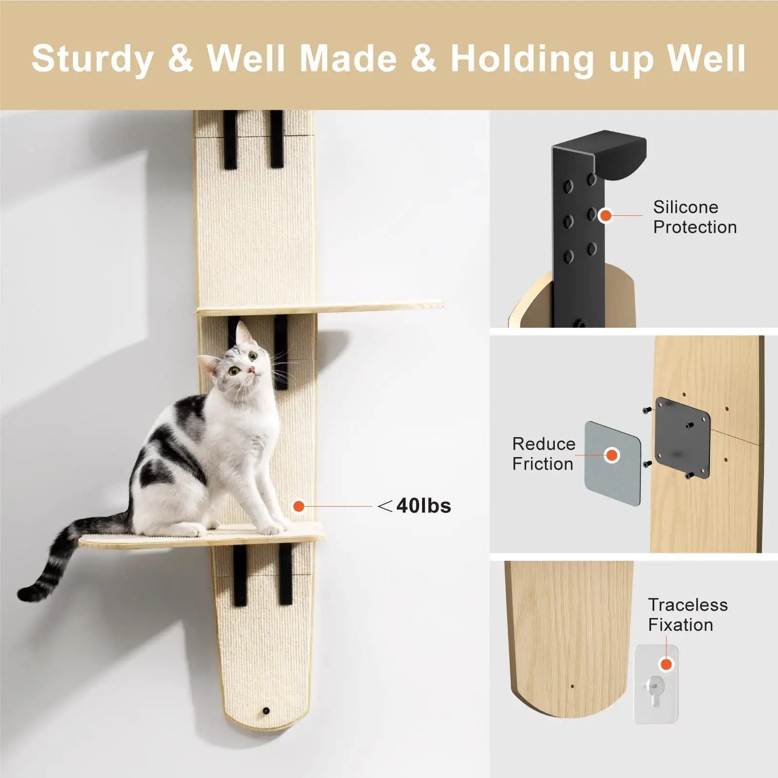 Mewoofun 4-Levels Versatile Cat Climber Shelves Door Mounted Vertical