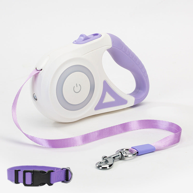 Retractable Dog Leash with Collar & LED Light - For Small & Medium Pets