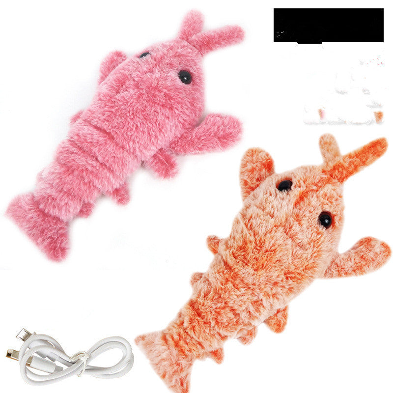 Electric Jumping Shrimp Cat Toy - USB Rechargeable Plush Lobster