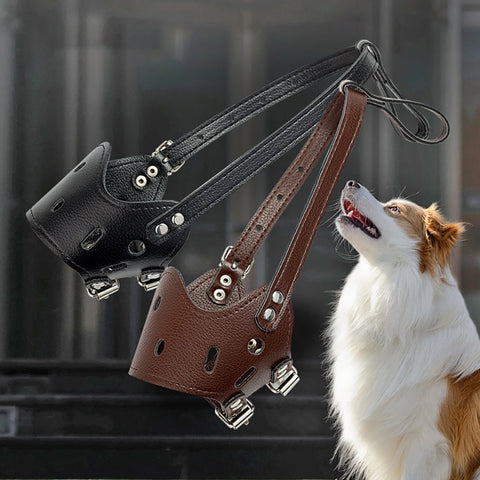 Comfortable Leather Dog Muzzle - Adjustable & Breathable Anti-Barking Design