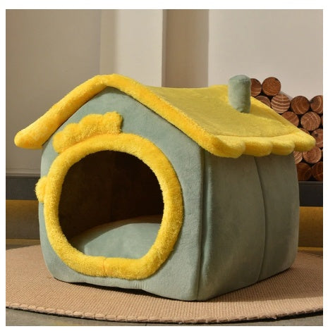 Foldable Dog House & Cat Bed - Warm Winter Kennel with Removable Enclosed Nest