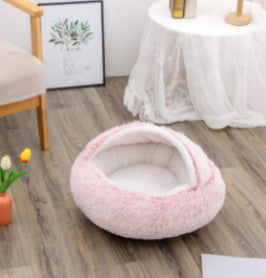 2-in-1 Round Plush Pet Bed - Soft & Warm Winter House for Dogs & Cats