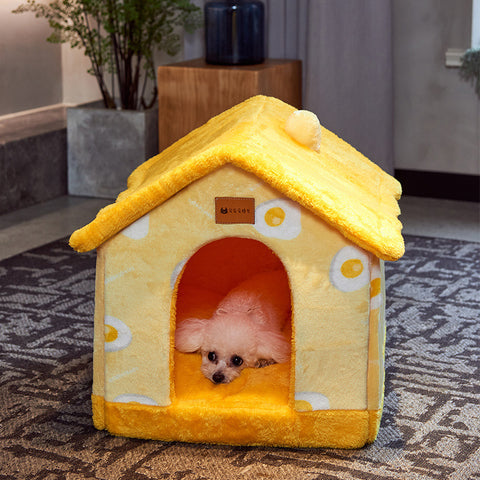 Foldable Dog House & Cat Bed - Warm Winter Kennel with Removable Enclosed Nest