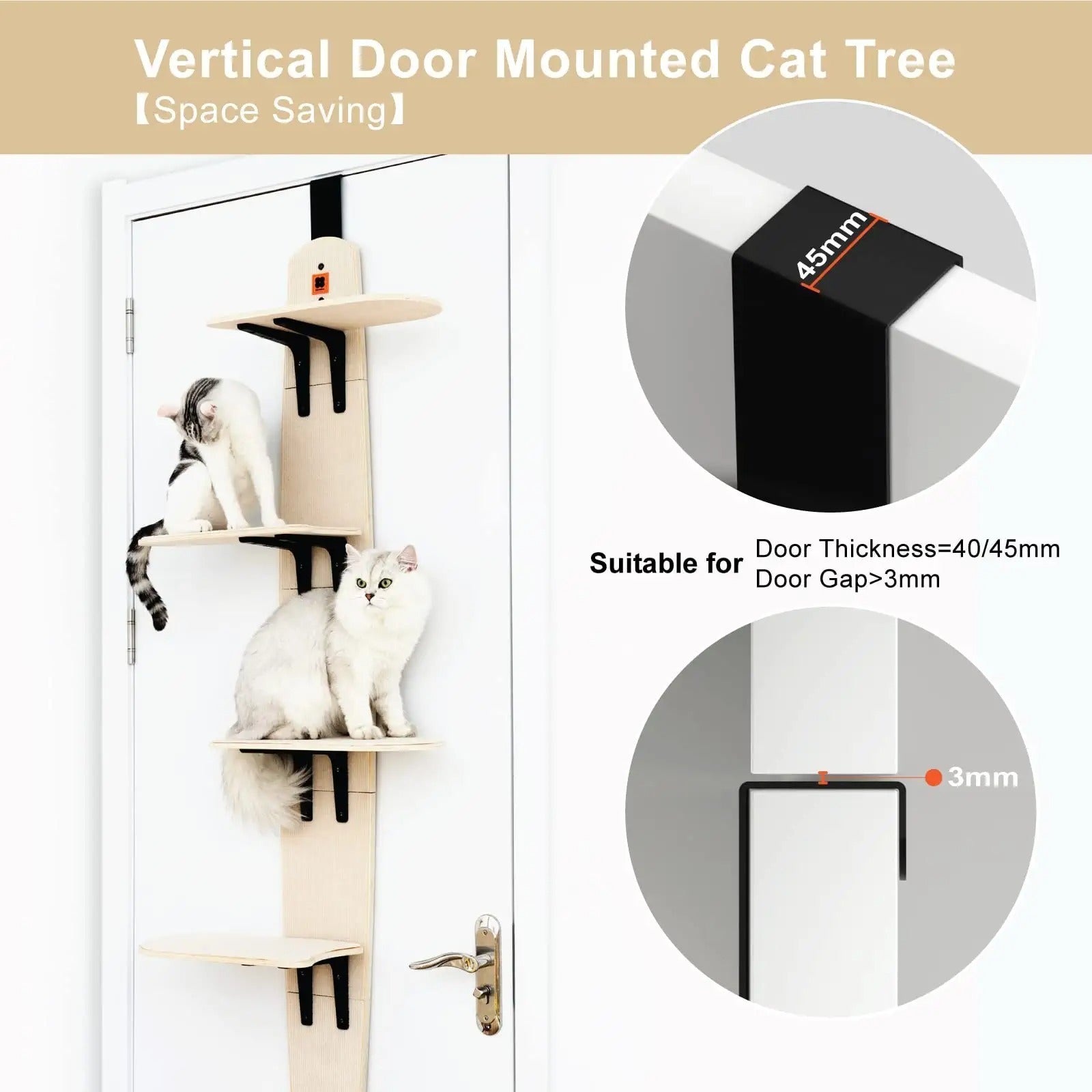 Mewoofun 4-Levels Versatile Cat Climber Shelves Door Mounted Vertical