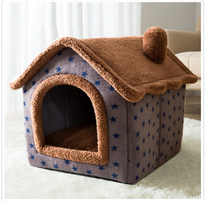 Foldable Dog House & Cat Bed - Warm Winter Kennel with Removable Enclosed Nest