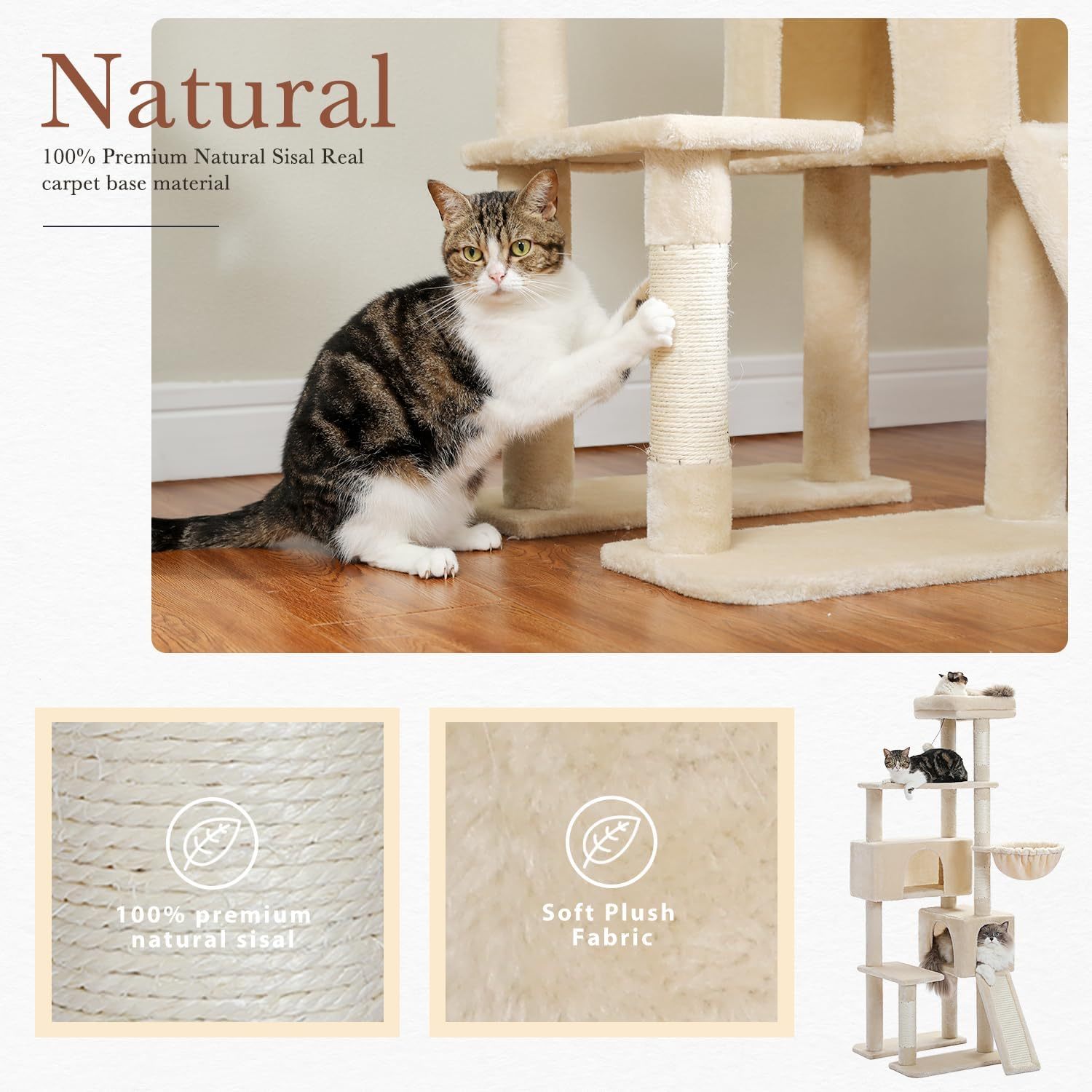 60.62 Inches Multi-Level Cat Tree Cat Tower For Indoor