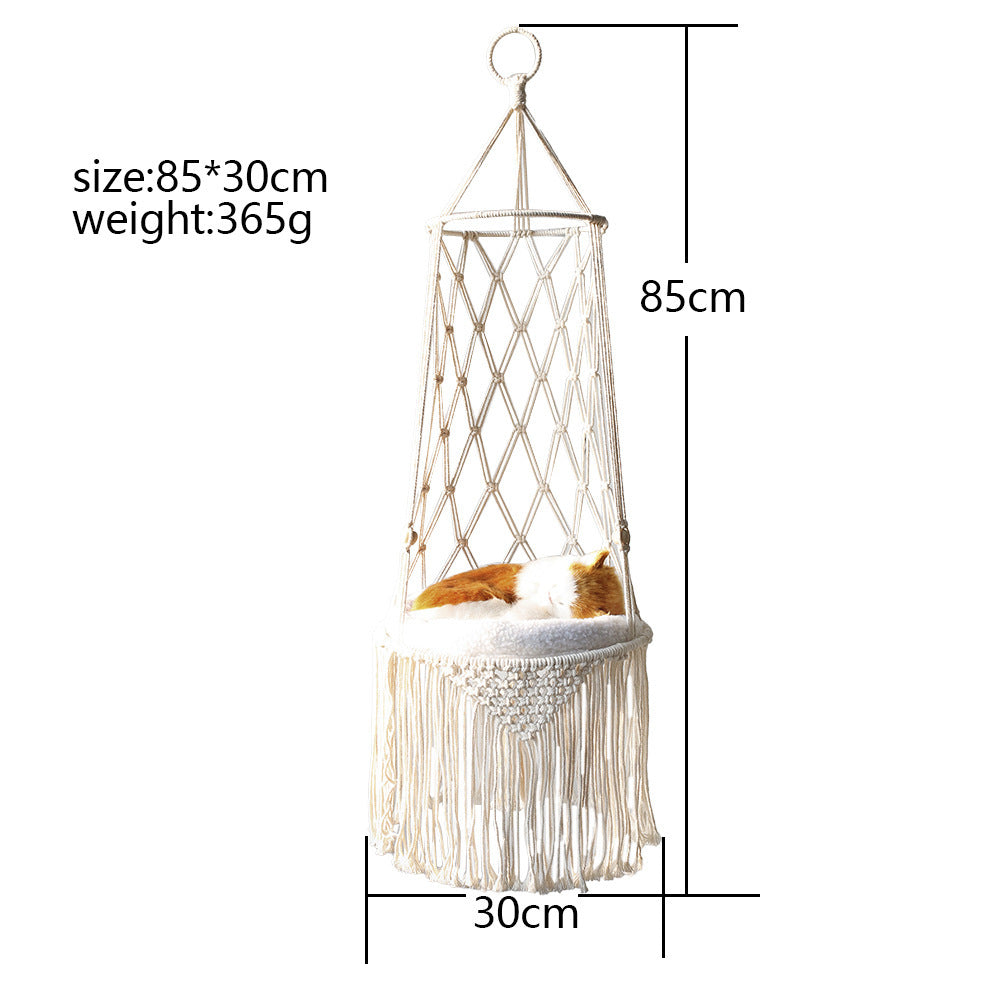 Macrame Hanging Pet Bed Macrame Cat Hammock Wall Hanging