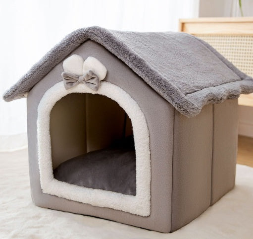 Foldable Dog House & Cat Bed - Warm Winter Kennel with Removable Enclosed Nest